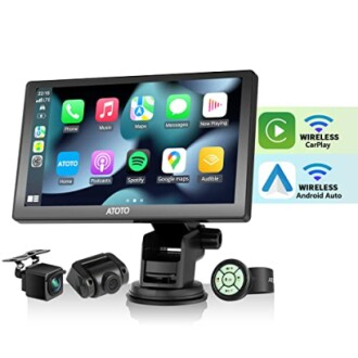 Portable CarPlay and Android Auto Dash Mount with 4K Dual Recording Cameras